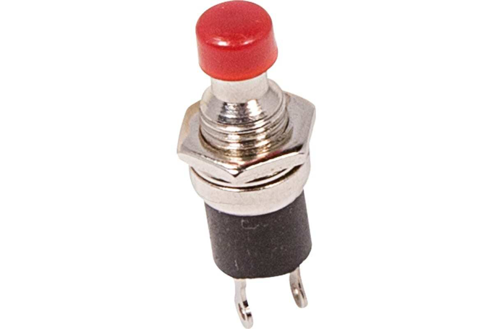 Выключатель-кнопка REXANT металл 220v 2а (2с) off-(on) диаметр 7.2 красная micro (rwd-301, pbs-10b) (10шт) 36-3310