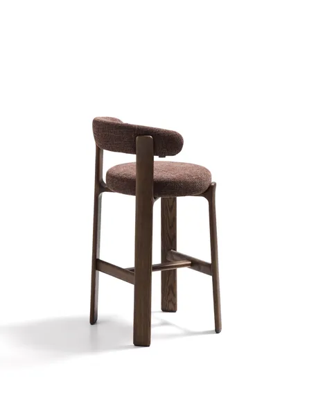 Барный стул Granite из коричневой синели и ясеня с отделкой орех 75 см