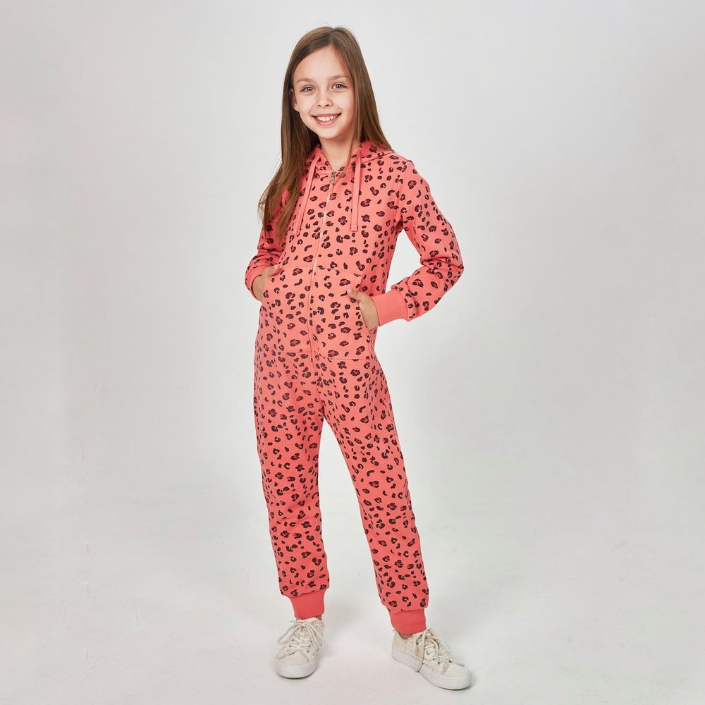 Персиковый комбинезон для девочки из футера KOGANKIDS