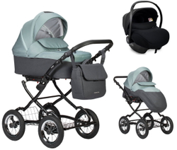 Детская коляска Indigo Charlotte Sity Classic 12 3 в 1 с автокреслом Avionaut Cosmo Cs02 т.серый+шалфей