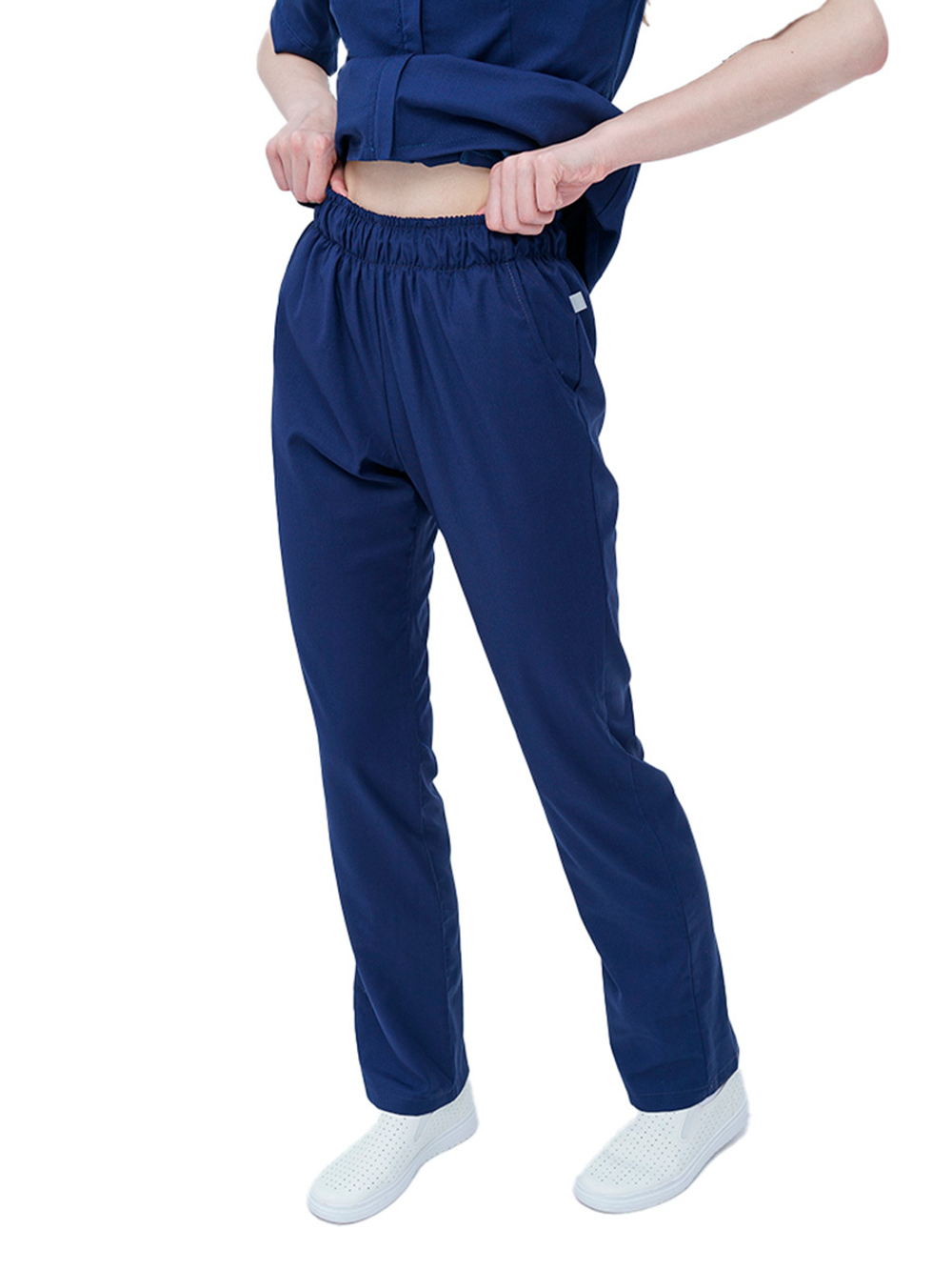 Брюки медицинские женские Тезис TZ315, на резинке со шнурком, черный, 44