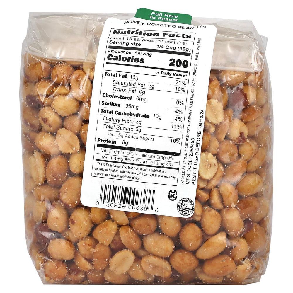 Bergin Fruit and Nut Company, Арахис, обжаренный с медом, 454 г (16 унций)