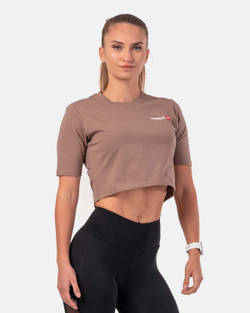 Женская укороченная футболка Minimalist Logo NEBBIA Crop T-shirt 600 Brown