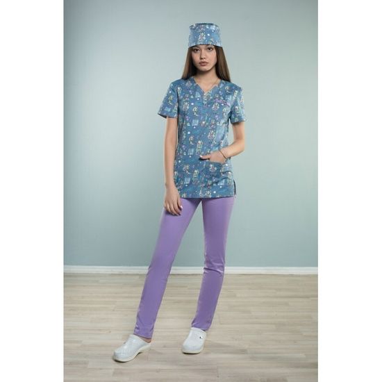 Блуза женская Z19-1923 (принт куклы/сирень 815)