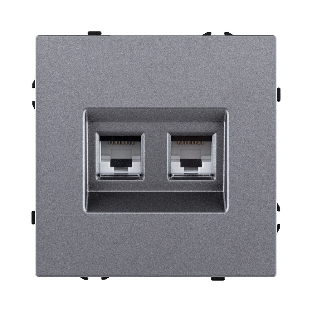 Розетка двойная Ethernet RJ45 Cat.6, серый Kollinger Eclipse EC-018GY