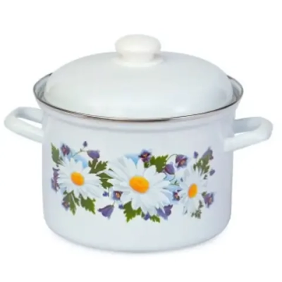 Кастрюля эмалированная 1,5л «Ромашковое поле» 3908АП/4