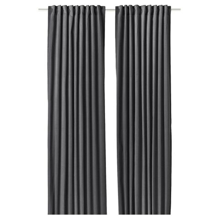 IKEA SANELA  (ИКЕА САНЕЛА)  -  Штора, 2 шт, на ленте/темно-серый, 140x300 см