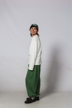 Брюки-бананы из футера без начеса "Трава"