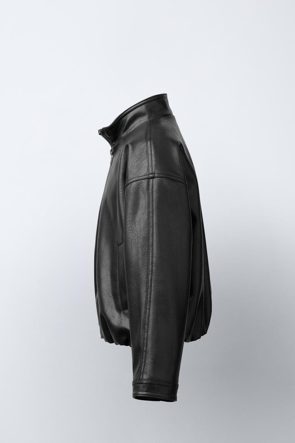 ZARA КУРТКА ИЗ ИСКУССТВЕННОЙ КОЖИ, ЧЕРНЫЙ