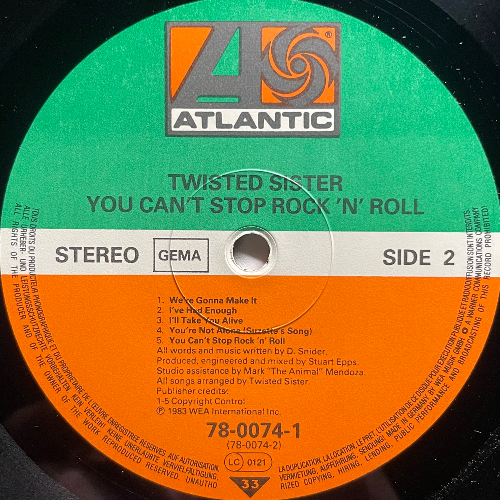 Twisted Sister ‎– You Can't Stop Rock 'N' Roll (Германия 1983г.)