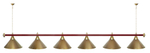 Лампа STARTBILLIARDS 6 пл. (плафоны зеленые,штанга зеленая,фурнитура золото)