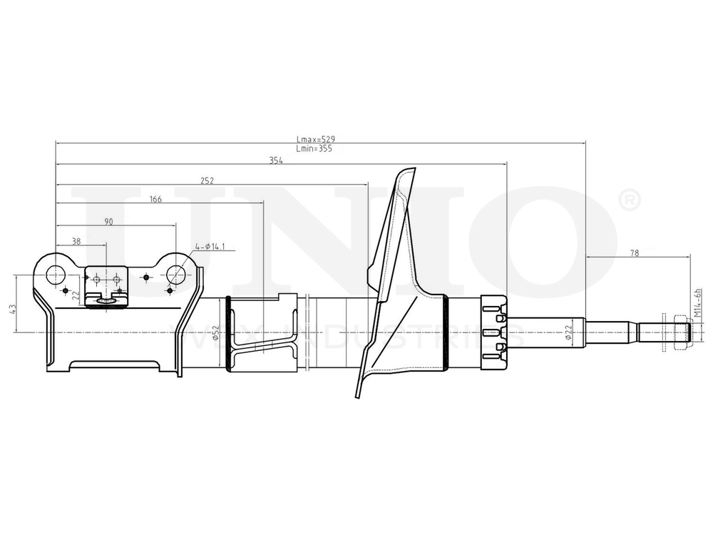 Амортизатор газовый передней подвески UNIO SAB-10595