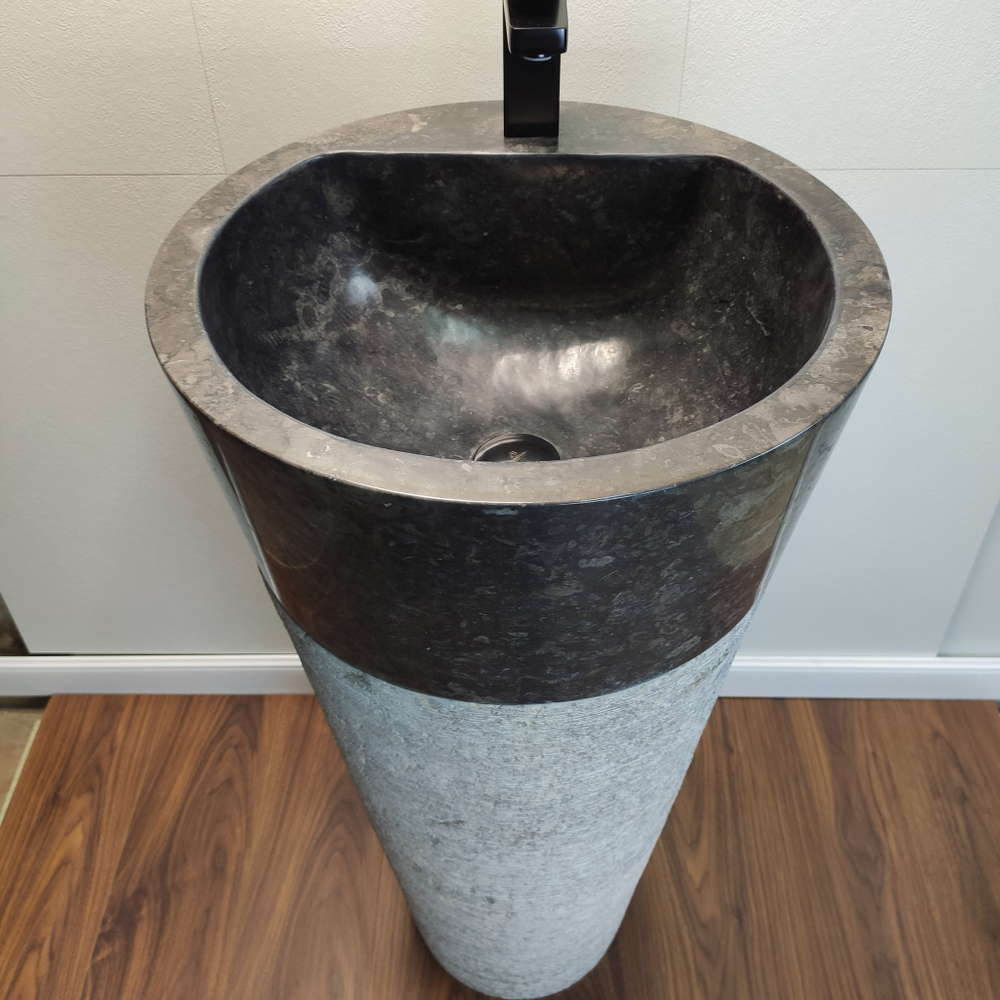Раковина напольная из мрамора Grey/Black ON-61350 (45*45*90)