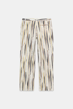 ZARA БРЮКИ ИЗ ПОПЛИНА В ПОЛОСКУ — ZW COLLECTION, КОРИЧНЕВЫЙ/ЭКРЮ