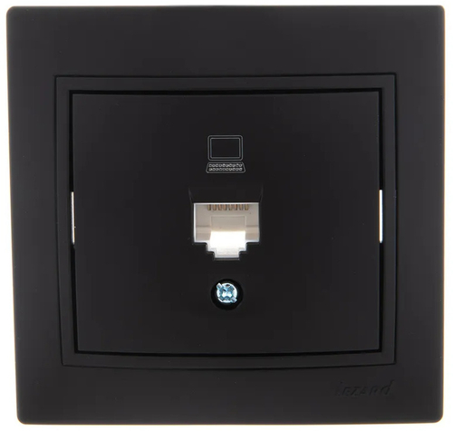 VESNA 742 4288 143 Розетка компьютерная+телефон черная матовая (механизм)