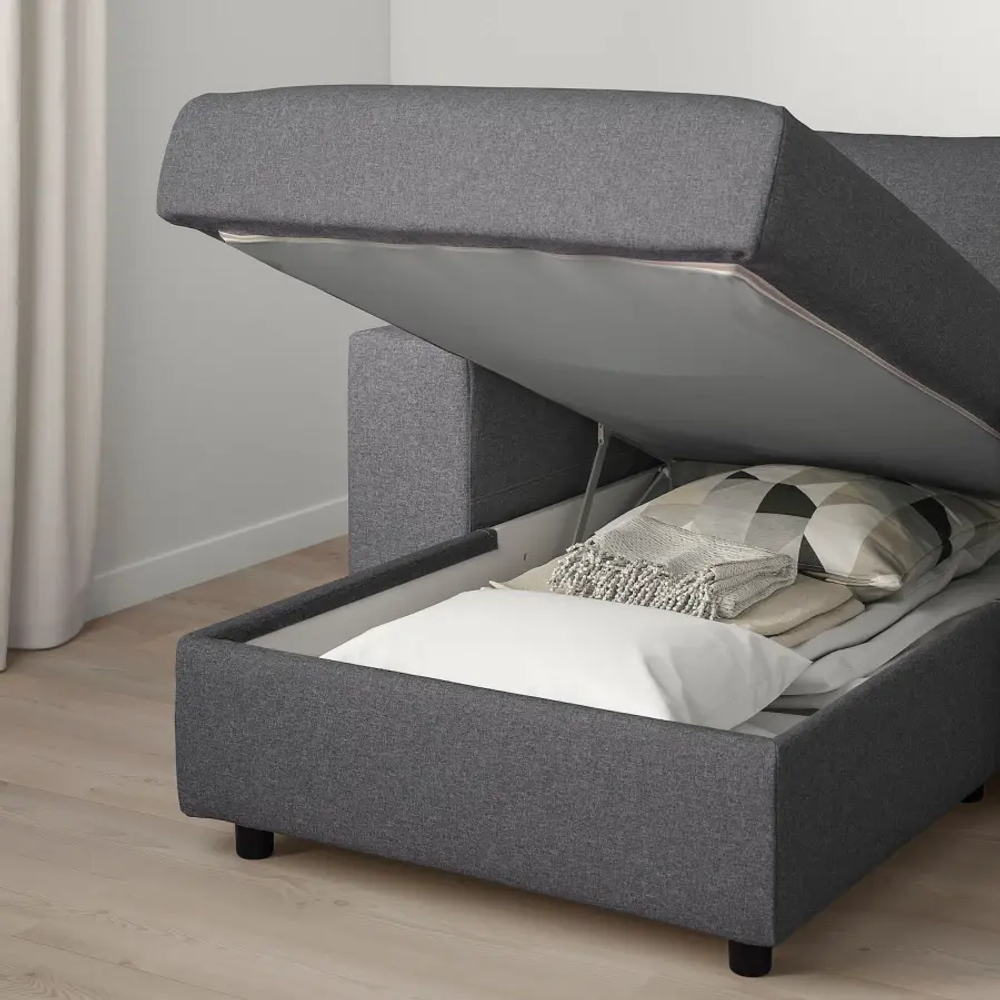 Кресло-кровать - IKEA VIMLE, 125х164х83 см, серый, ВИМЛЕ ИКЕА