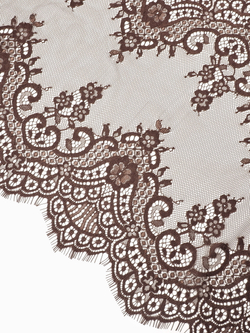 Кружево шантильи для белья шоколад широкое неэластичное ширина 36 см купон 2.9 м