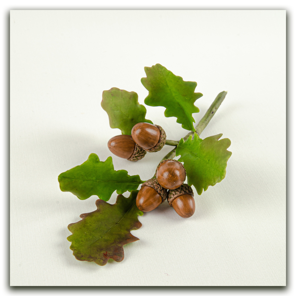 веточка дуба из холодного фарфора