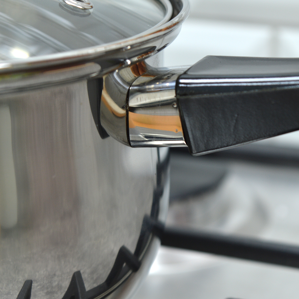 Ковш 1,9л нерж со стеклянной крышкой, с бакелитовой ручкой BAK