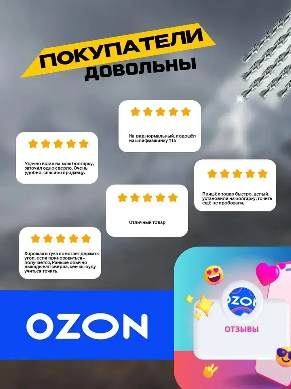 Точилка для сверл из ABS пластика, 4/5/6/8/10/12 мм. Насадка на болгарку 110 - 115 мм, 1 шт