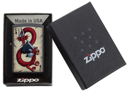 Зажигалка чёрная "Карточный дракон пики" Dragon Ace Design ZIPPO 29840