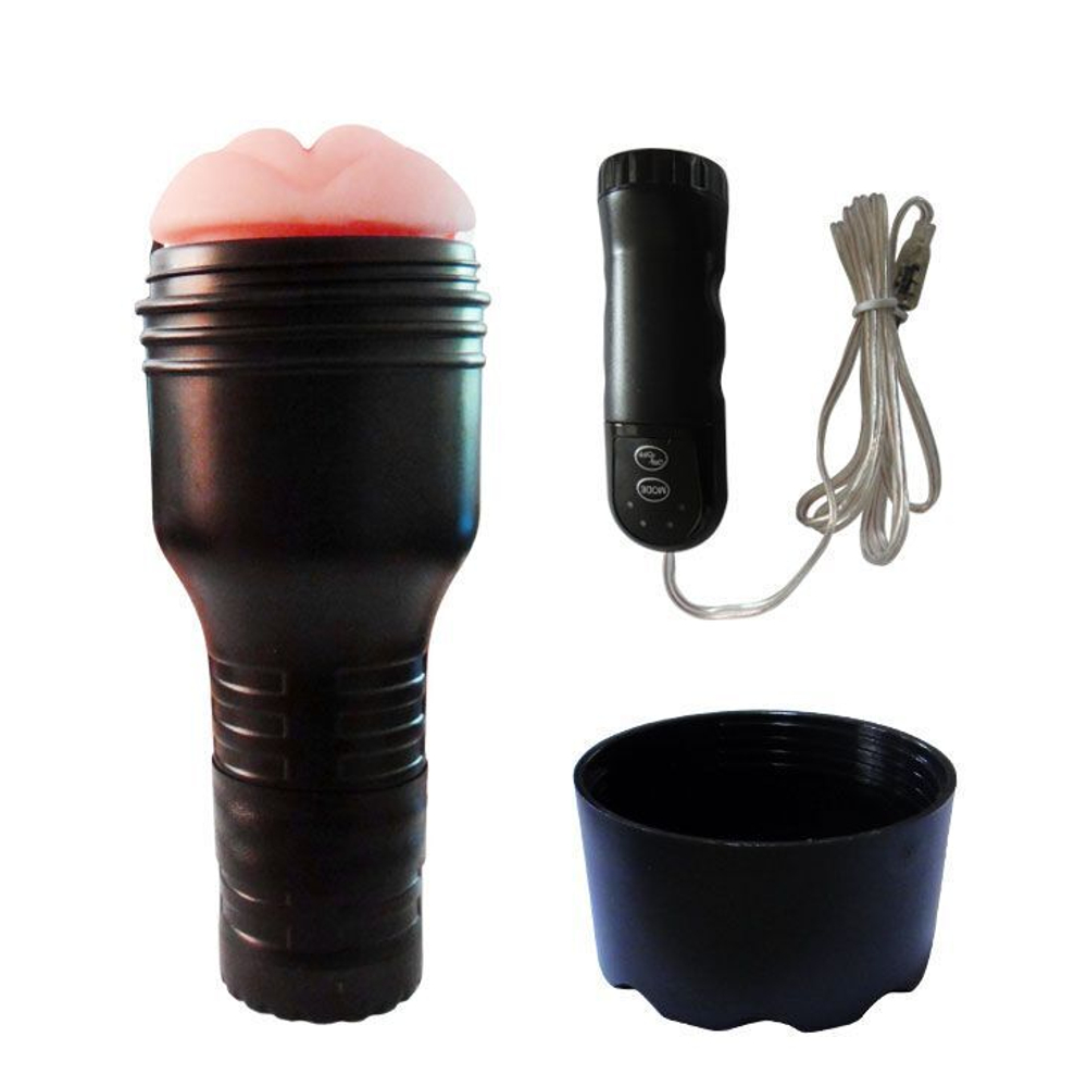 Мастурбатор с 4 уровнями вибрации и внутренним рельефом (Цвет: телесный)