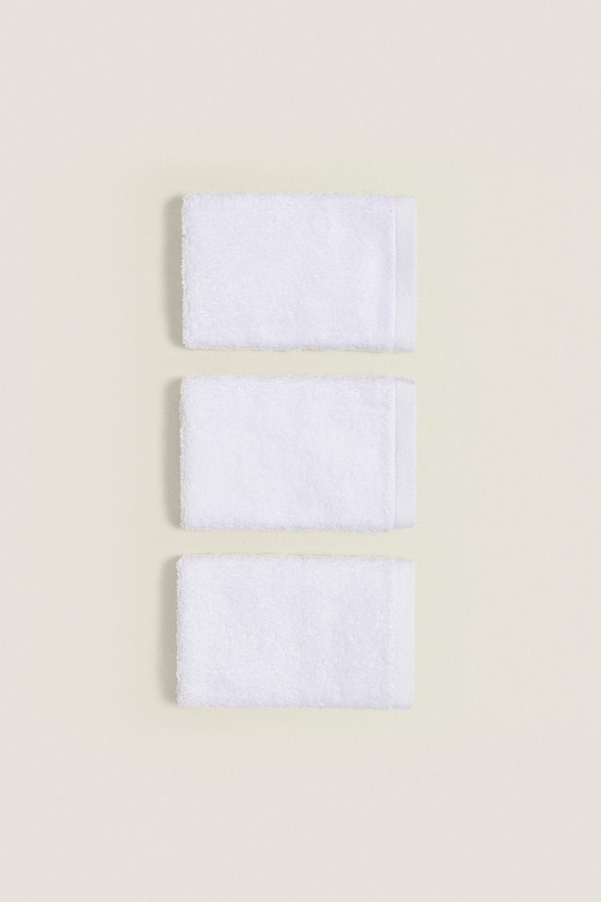 ZARA HOME ПОЛОТЕНЦЕ ИЗ ХЛОПКА ВЫСШЕГО КАЧЕСТВА (НАБОР ИЗ 3 ШТ), БЕЛЫЙ