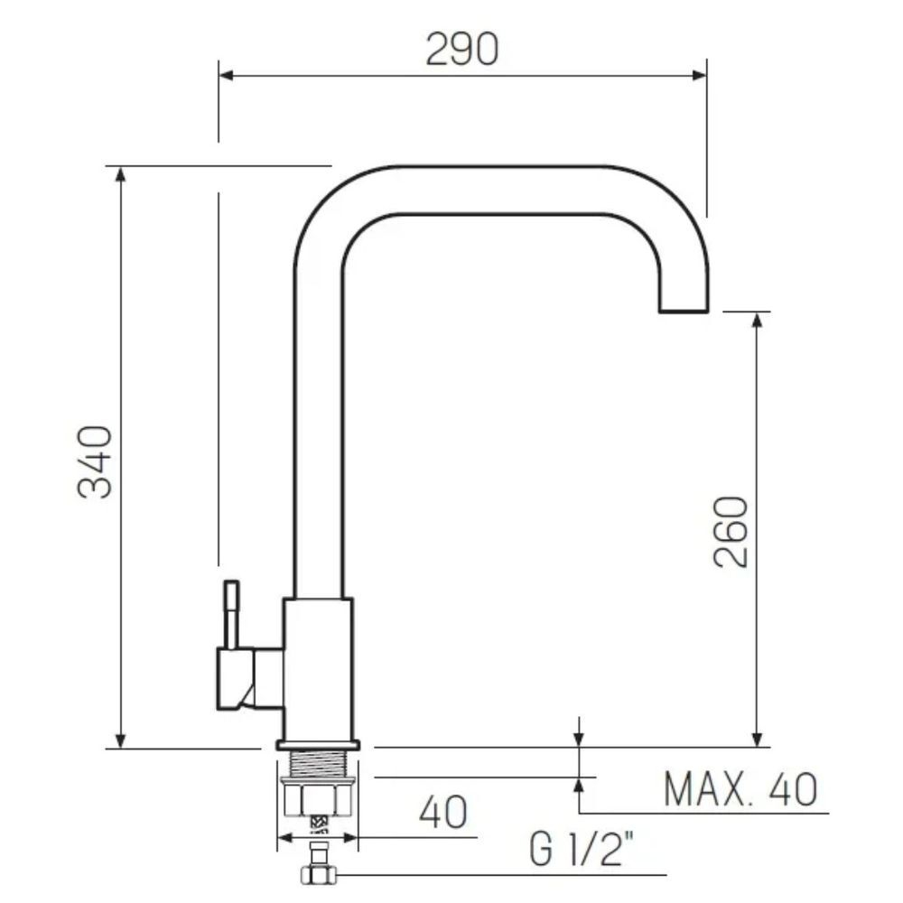 Смеситель для кухни, РМС, с картриджем, нерж, SUS124-017F-1