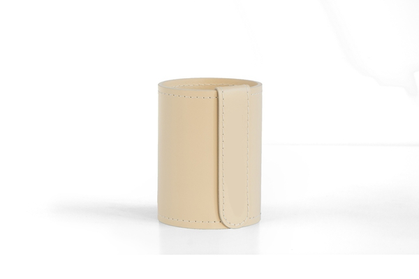 Стакан канцелярский H12 из кожи цвет СЛОНОВАЯ КОСТЬ