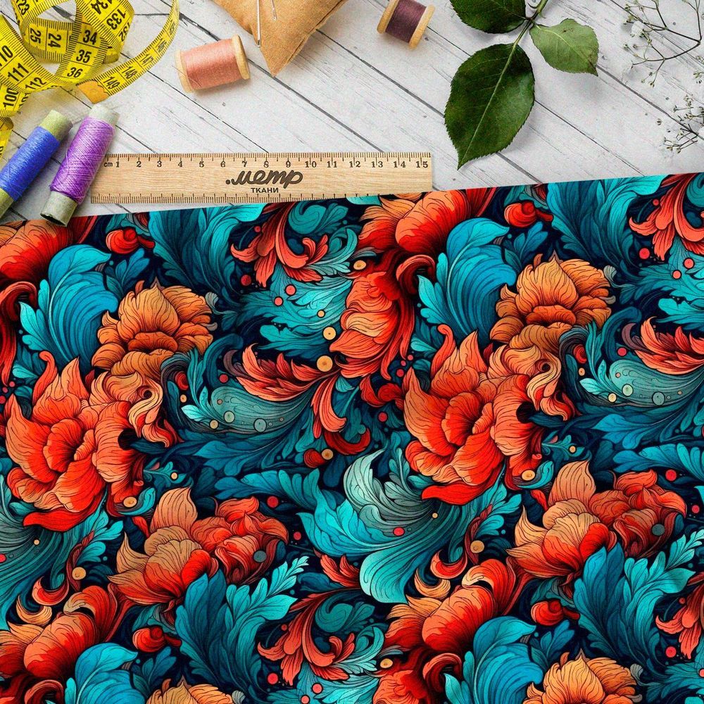 Ткань премиум бифлекс атмосферные шелесты листьев