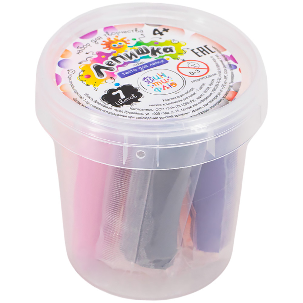 Набор для творчества Тесто для лепки 7 цв "Лепишка" в ведёрке Фин-ти-Флю Тдл/в-004