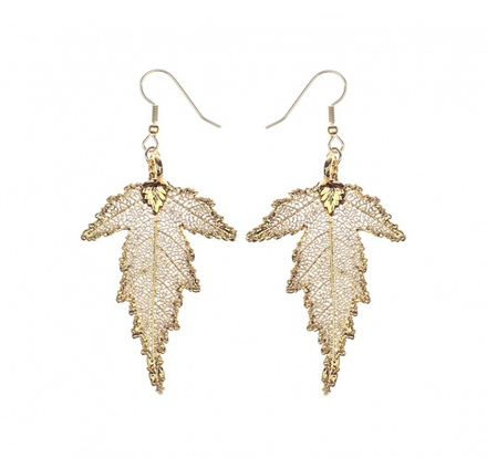 Серьги листья Ester Bijoux Шелковица LF57C-G BR