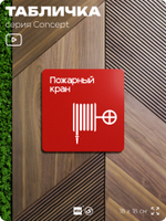 Табличка Пожарный кран, на дверь и стену, навигационная и информационная, серия CONCEPT, 18х18 см, Айдентика Технолоджи