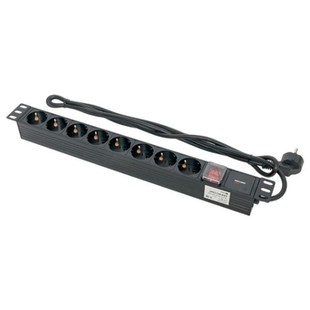 Блок розеток 19", 8 розеток EKF TRP-HPD-LSP-16A-8SH-2MSH
