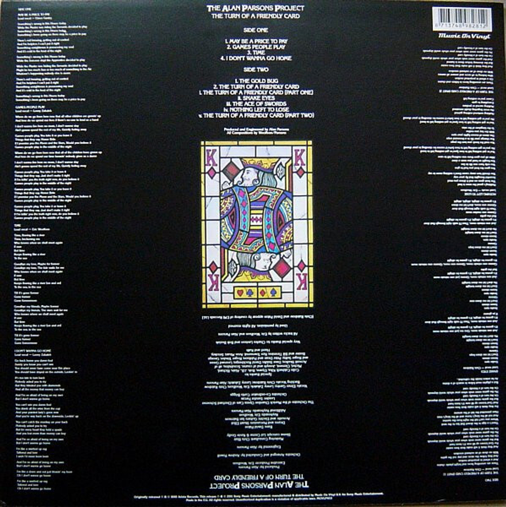 Грампластинка THE ALAN PARSONS PROJECT - TURN OF A FRIENDLY CARD - 1980