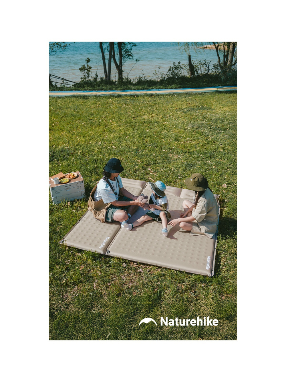 Коврик самонадувающийся Naturehike двойной 200х130х6 см, с подушками, зеленый