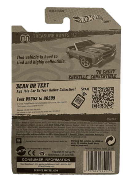 Hot Wheels Treasure Hunt '70 Chevy Chevelle Convertible (2012)