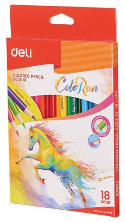 Карандаши цвет. 18цв Deli  ColoRun  трехгранные, европодвес