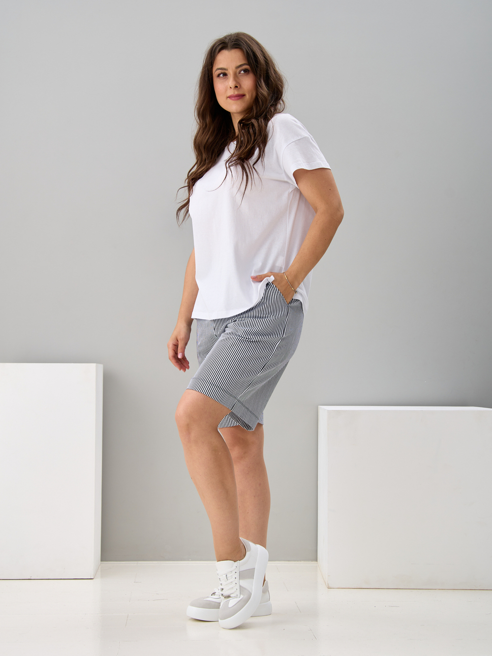 Шорты Н-147/синяяполоса-джинс