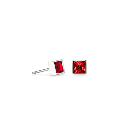 Серьги-пусеты Coeur de Lion Red-Silver 0501/21-0317