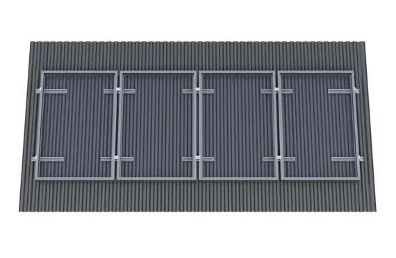 Крепёж четырёх солнечной батареи 300-600 Вт на наклонную крышу. 70 мм