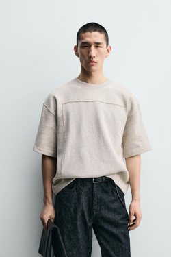 ZARA ОЛСТОВКА С КОМБИНИРОВАННОЙ НАШИВКОЙ, СЕРЫЙ МЕЛАНЖ