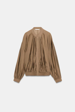 ZARA СТРУЯЩАЯСЯ РУБАШКА ZW COLLECTION, ТЕРРАКОТОВЫЙ