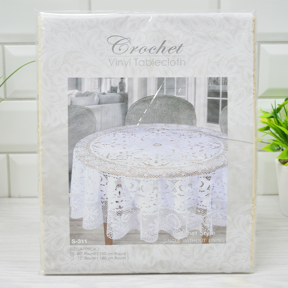Скатерть круглая 150см CROCHET 60" бежевая