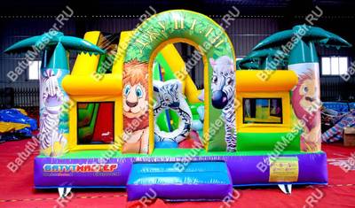 Коммерческий надувной батут "Сафари-джунгли со слоником"