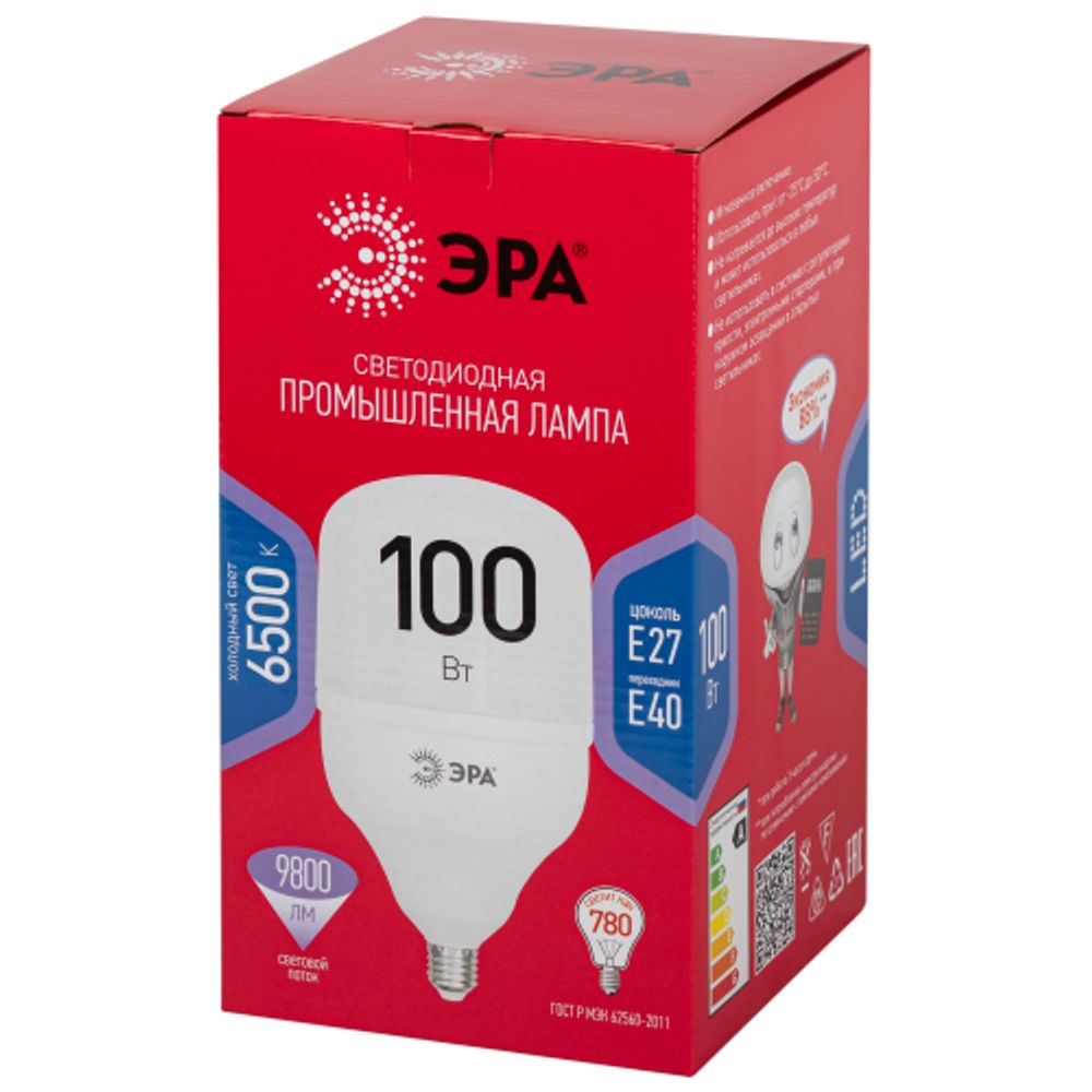 Лампа светодиодная POWER ЭРА RED LINE LED T140-100W-6500-E27/E40 R 100Вт колокол холодный белый свет E27/E40 | Лампы cветодиодные POWER