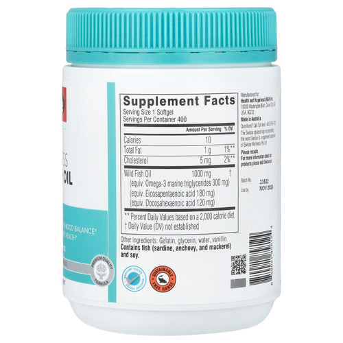 Swisse, Ultiboost® жир диких рыб без запаха, 1000 мг, 400 мягких таблеток