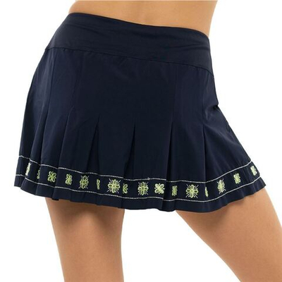 Женская Юбка теннисная Lucky in Love Embroidered Performance Apparel Long Lurex Flora Border Skirt - midnight