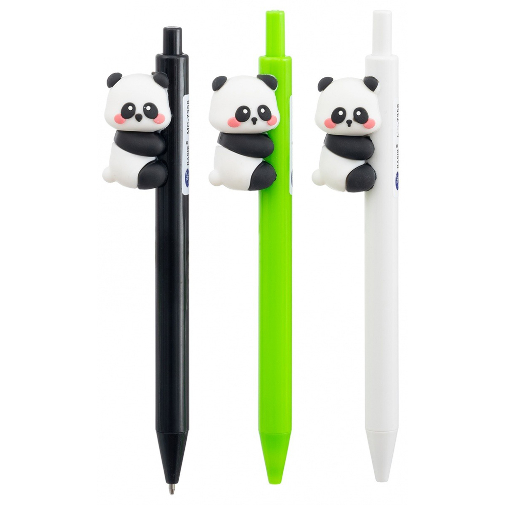 Ручка шариковая, автоматическая, Basir, синие чернила, серия "ПАНДА", с фигуркой на корпусе, 36 шт