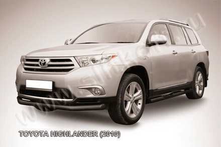 Защита переднего бампера Toyota Highlander (2010-2013) d76 длинная серебристая